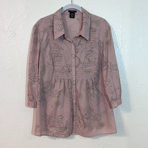 Calvin Klein Jeans XL Boho Floral Button Down Top